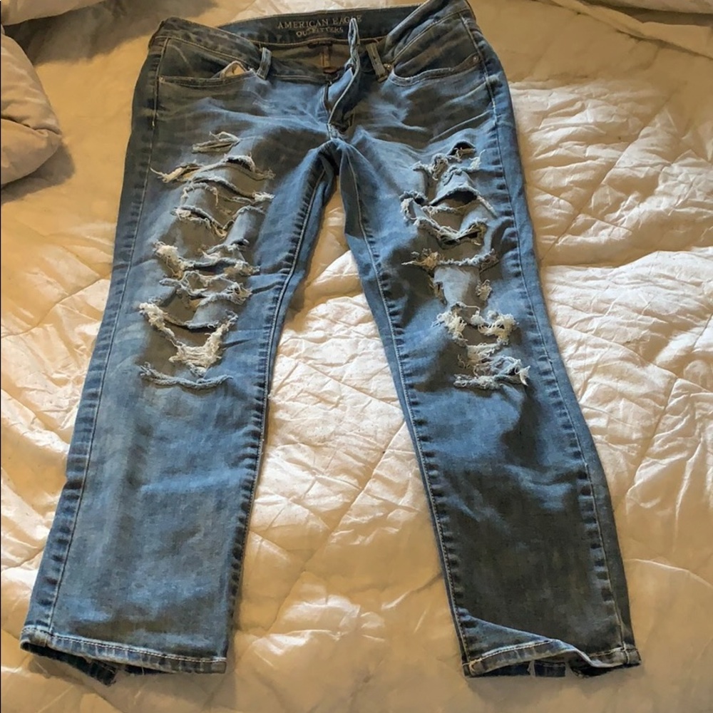 Distressed American eagle jeans. Worn maybe once